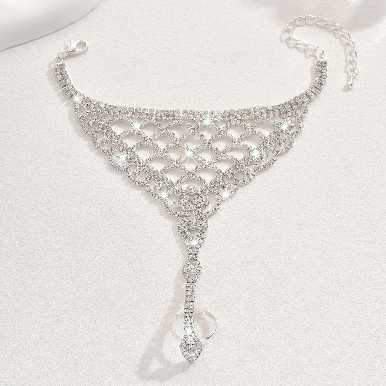 Rhinestone Mesh Bracelet Women'S Personalized Hollow Zircon Finger