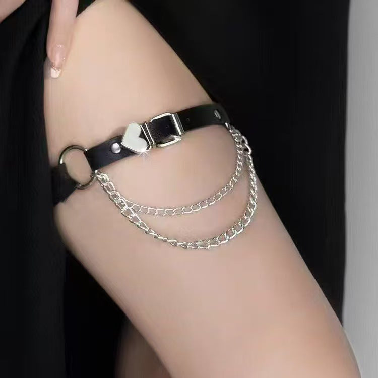 Hot Selling Punk Gothic Pu Leather Asymmetrical Heart
