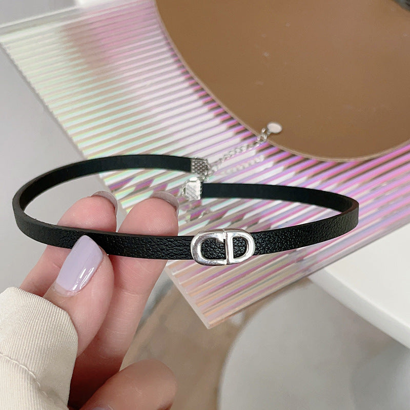 Hip Hop Leather Cd Letter Necklace Light Luxury
