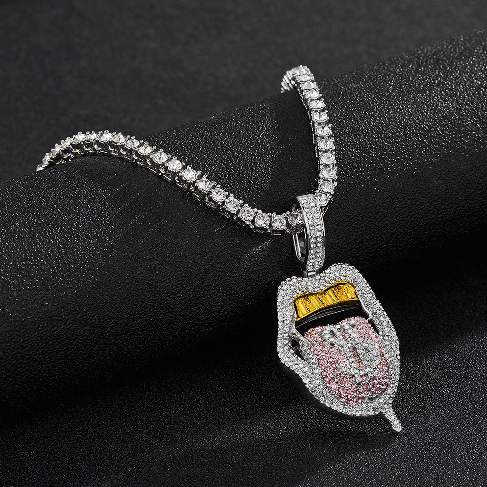 Full Diamond Skull Lickitone Dollar Pendant Design Creative