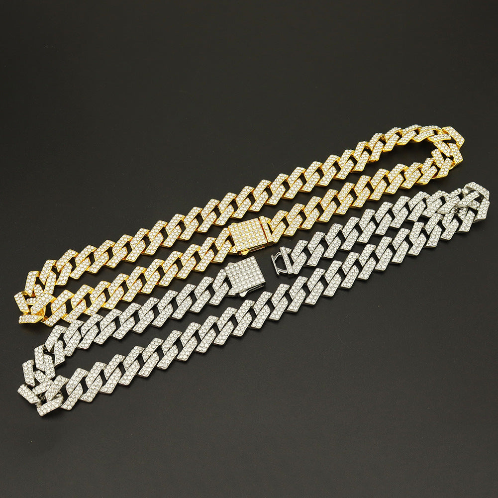 15Mm Diamond Shaped Spring Buckle Cuban Chain Hipster