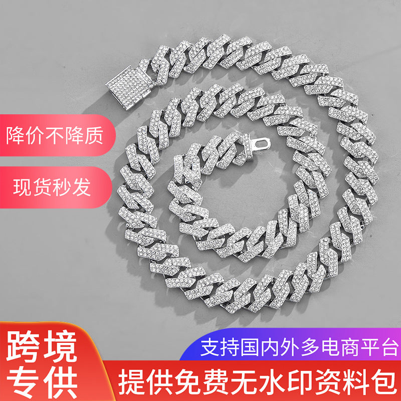 Xindi Popular Men'S Necklace 15Mm Exaggerated Diamond Geometric