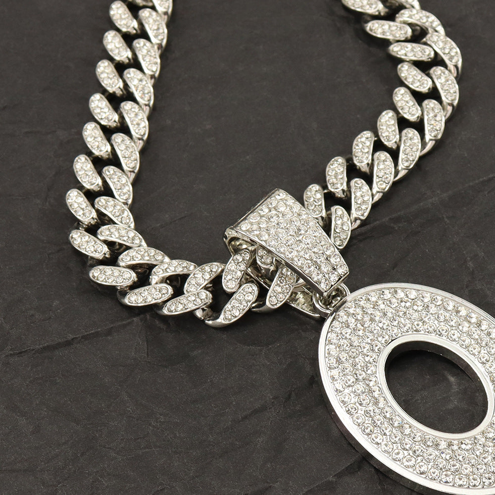 Hip Hop Style Cool Diamond Letter Oblock Pendant