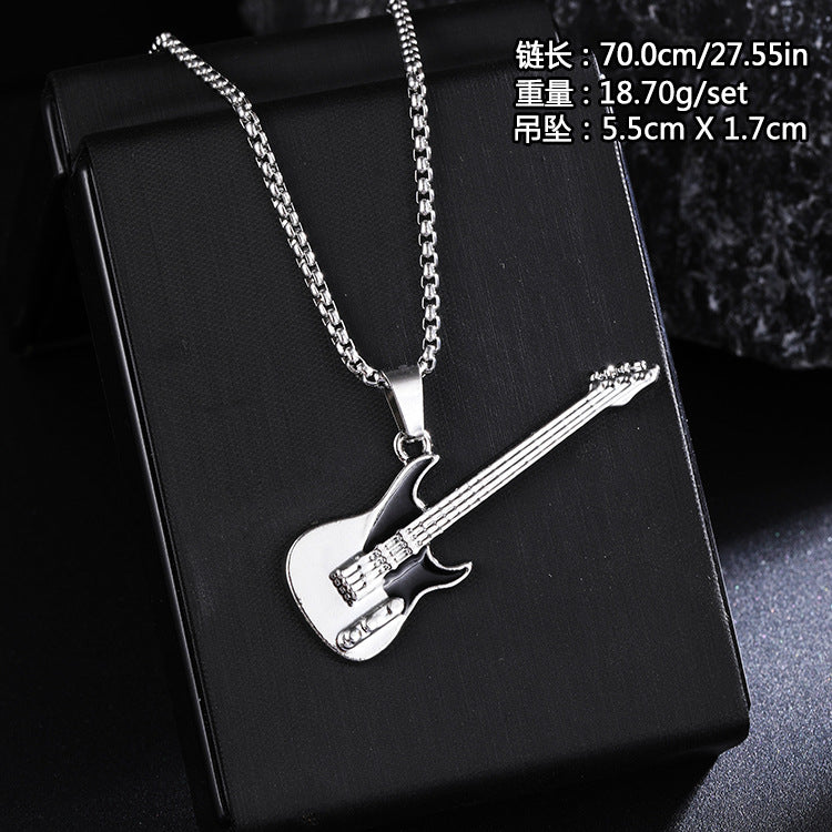 Guitar Pendant Necklace For Men Colorful Oil Drip
