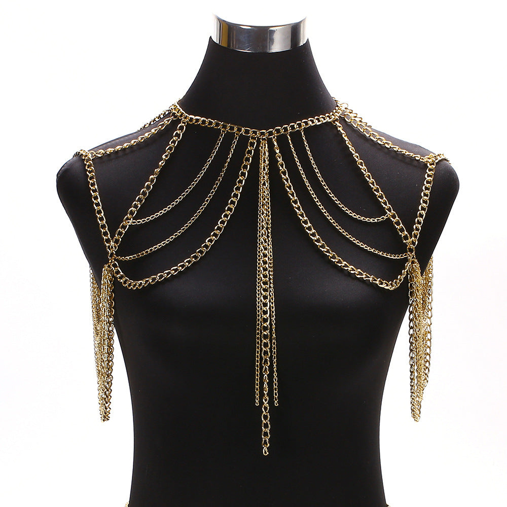 Ladies Multilayer Metal Aluminum Chain Tassel Neck Chain