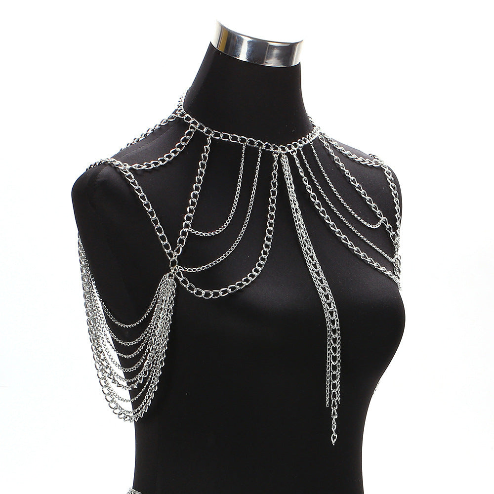Ladies Multilayer Metal Aluminum Chain Tassel Neck Chain