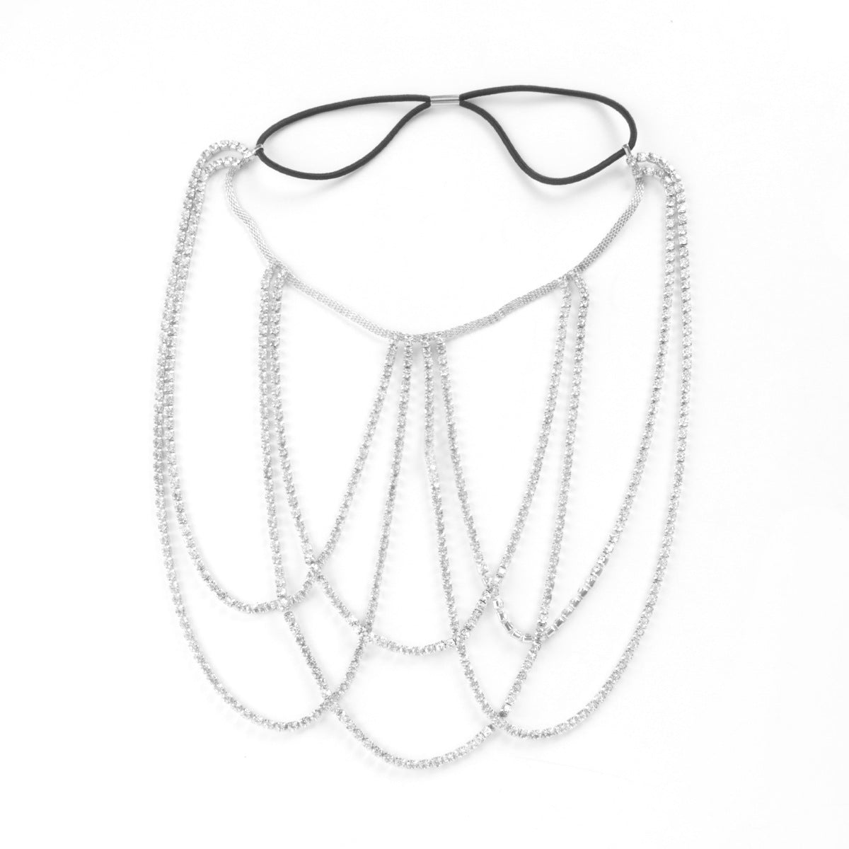 Multi Layered Cross Rhinestone Chain Full Of Crystals