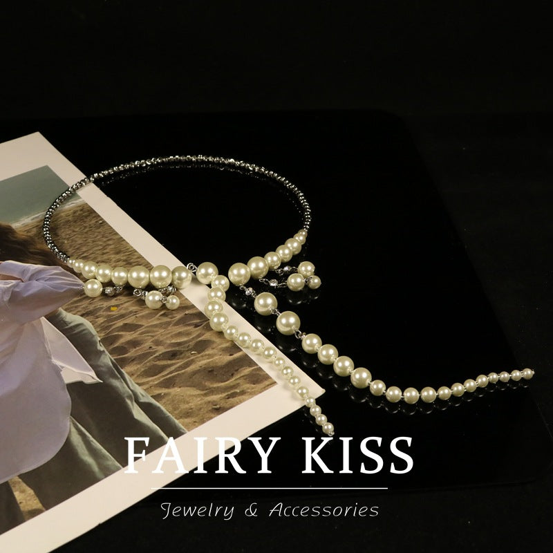 Light Luxury Pearl Tassel Collar Necklace Fashionable Elegant