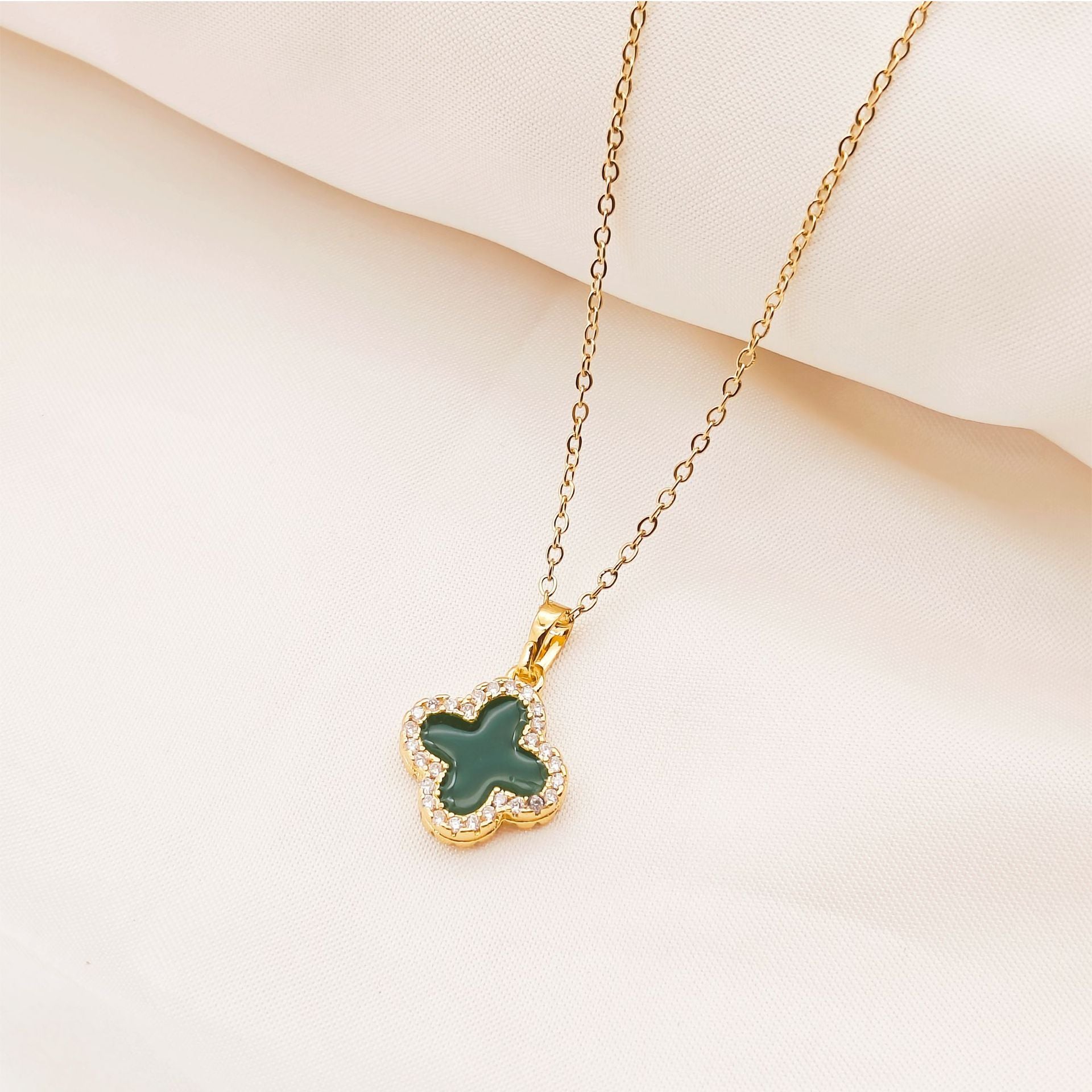 Light Luxury Double Sided Oil Drop Four Leaf