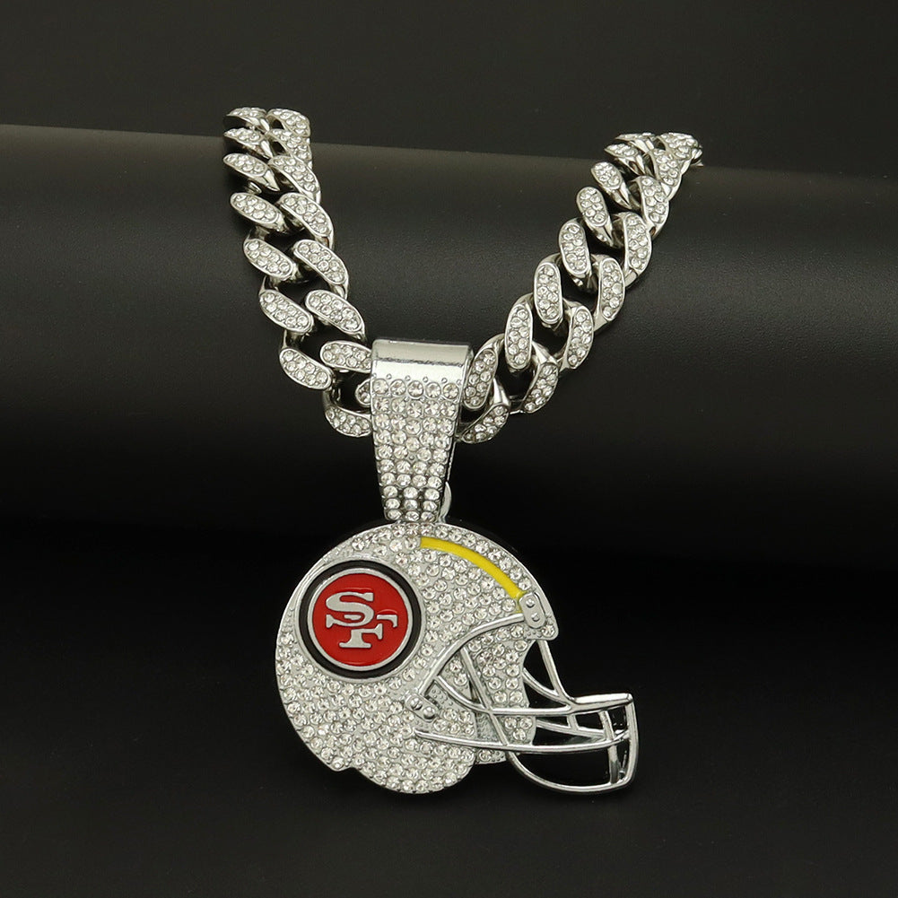 Diamond Encrusted Olive Cap Pendant Cuban Chain Necklace