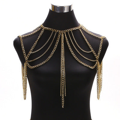 Ladies Multilayer Metal Aluminum Chain Tassel Neck Chain