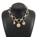 Retro Punk Color Blocked Metallic Necklace Za Hip