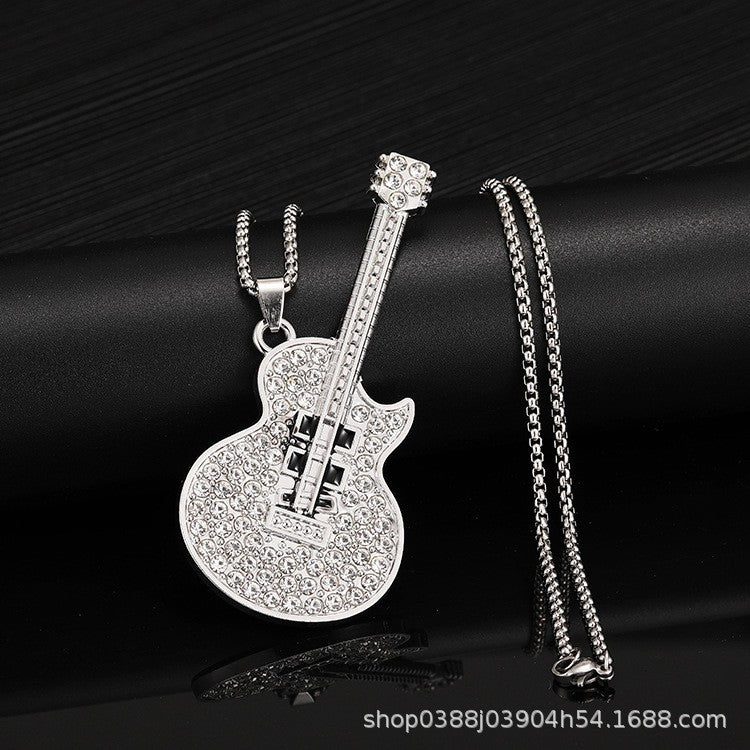 Guitar Pendant Necklace For Men Colorful Oil Drip