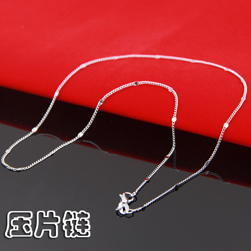 Silver Necklace Ladies Clavosin Chain Simple Pendant Chain