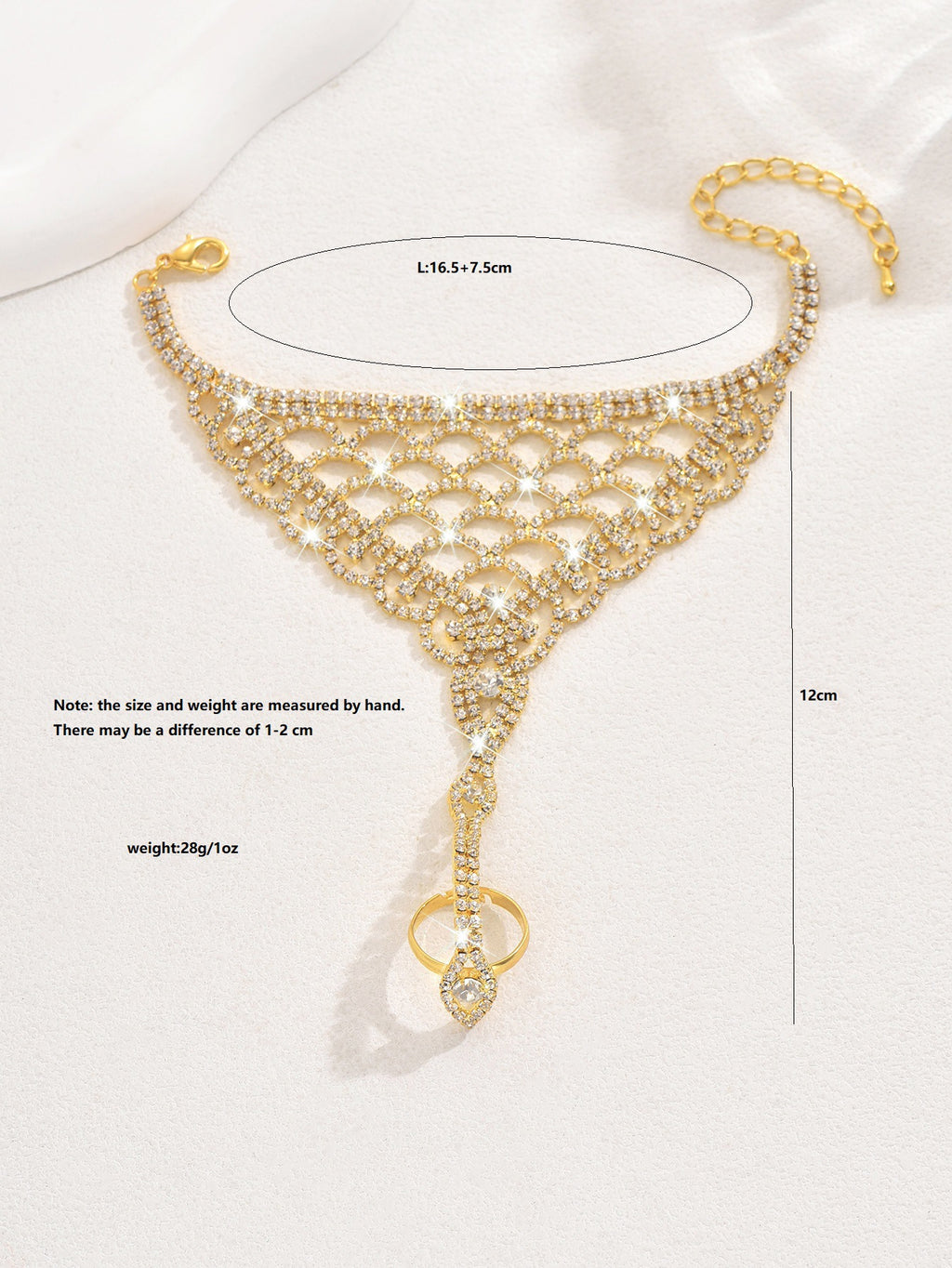 Rhinestone Mesh Bracelet Women'S Personalized Hollow Zircon Finger