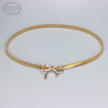 Simple Elegant Bow Elastic Thin Belt Metal Waist