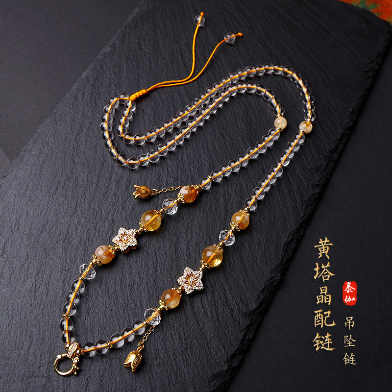 Taiga Thai Buddha Chain Natural Yellow Tower Crystal