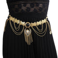 Ethnic Style Turquoise Metal Waist Chain Retro Tassel