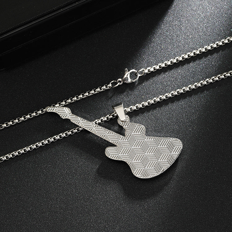 Guitar Pendant Necklace For Men Colorful Oil Drip