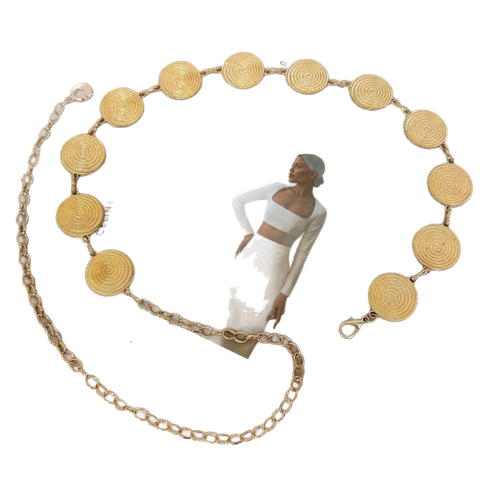 Threaded Round Swirl Metal Waist Chain For Women