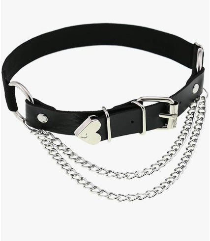 Hot Selling Punk Gothic Pu Leather Asymmetrical Heart