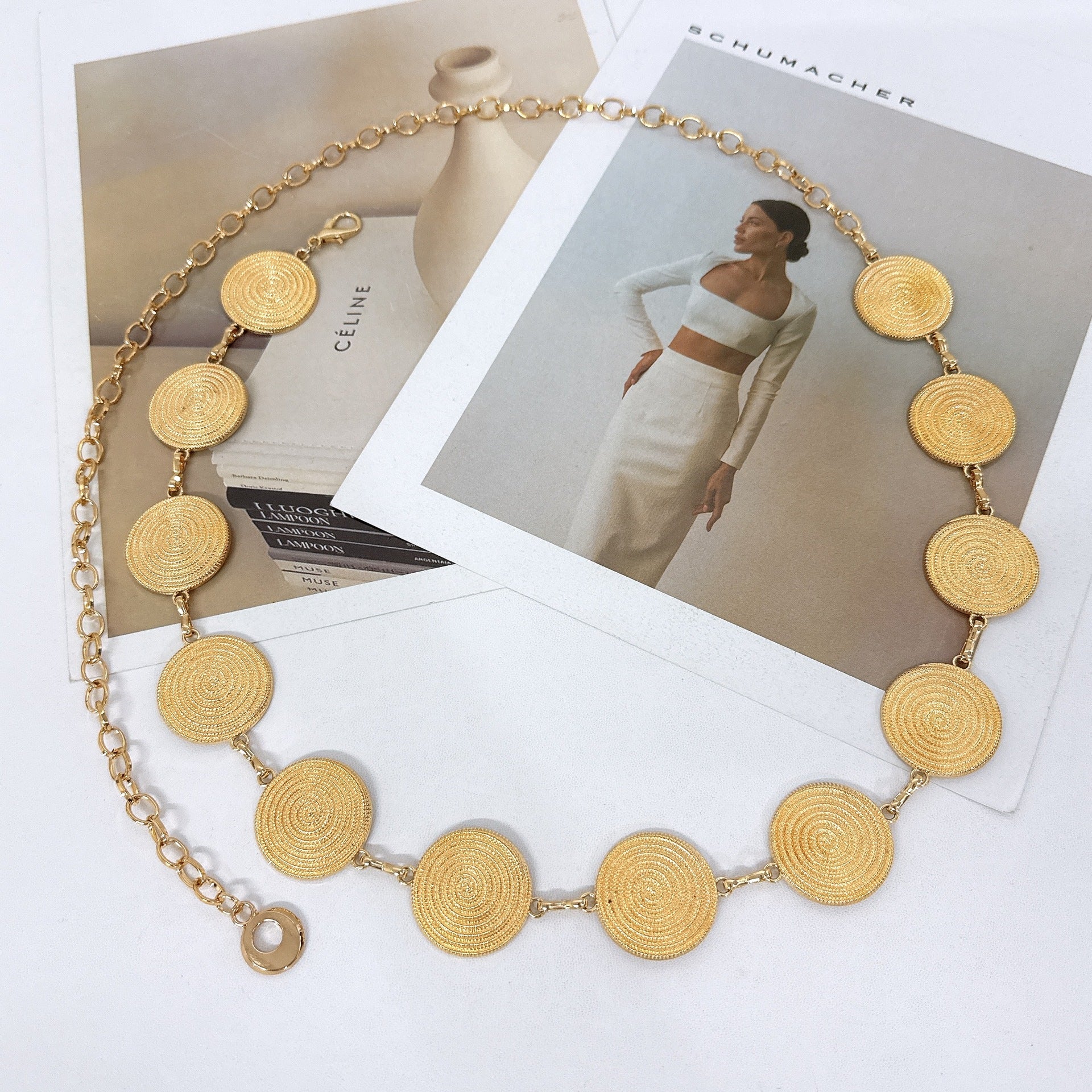 Threaded Round Swirl Metal Waist Chain For Women