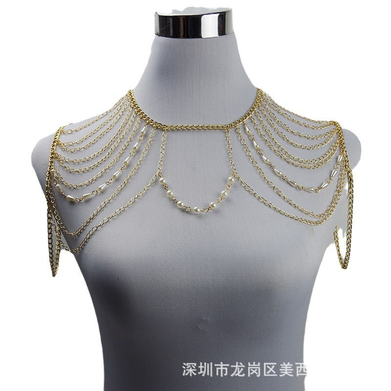 Chest Chain Body Chain White K Necklace Exaggerated