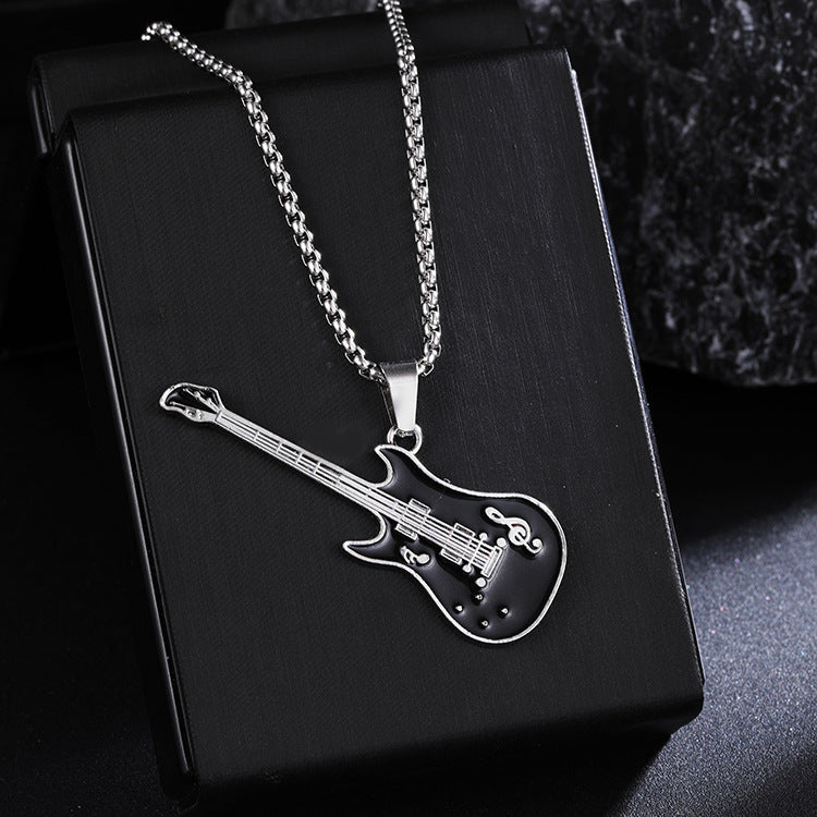 Guitar Pendant Necklace For Men Colorful Oil Drip