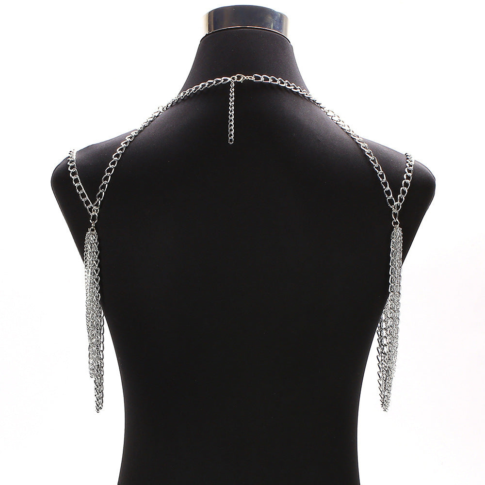 Ladies Multilayer Metal Aluminum Chain Tassel Neck Chain