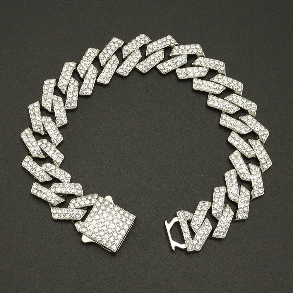 15Mm Diamond Shaped Spring Buckle Cuban Chain Hipster