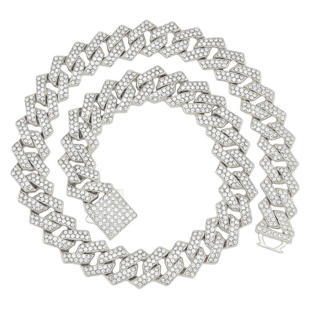 15Mm Diamond Shaped Spring Buckle Cuban Chain Hipster