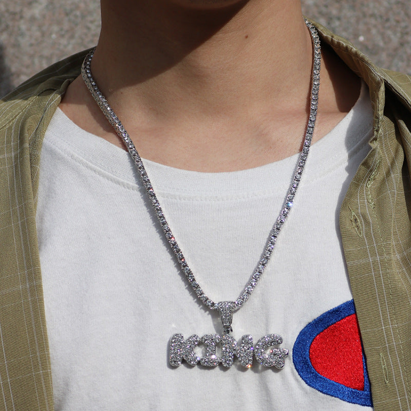 Hip Hop Versatile Men'S Diamond Studded Letter King
