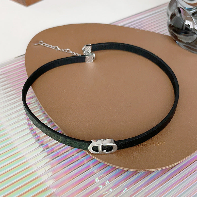 Hip Hop Leather Cd Letter Necklace Light Luxury