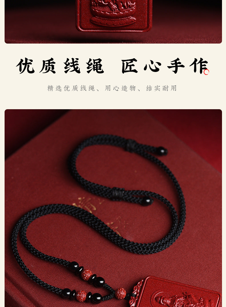 Natural Raw Ore Cinnabar Double Sided Buddha Pendant