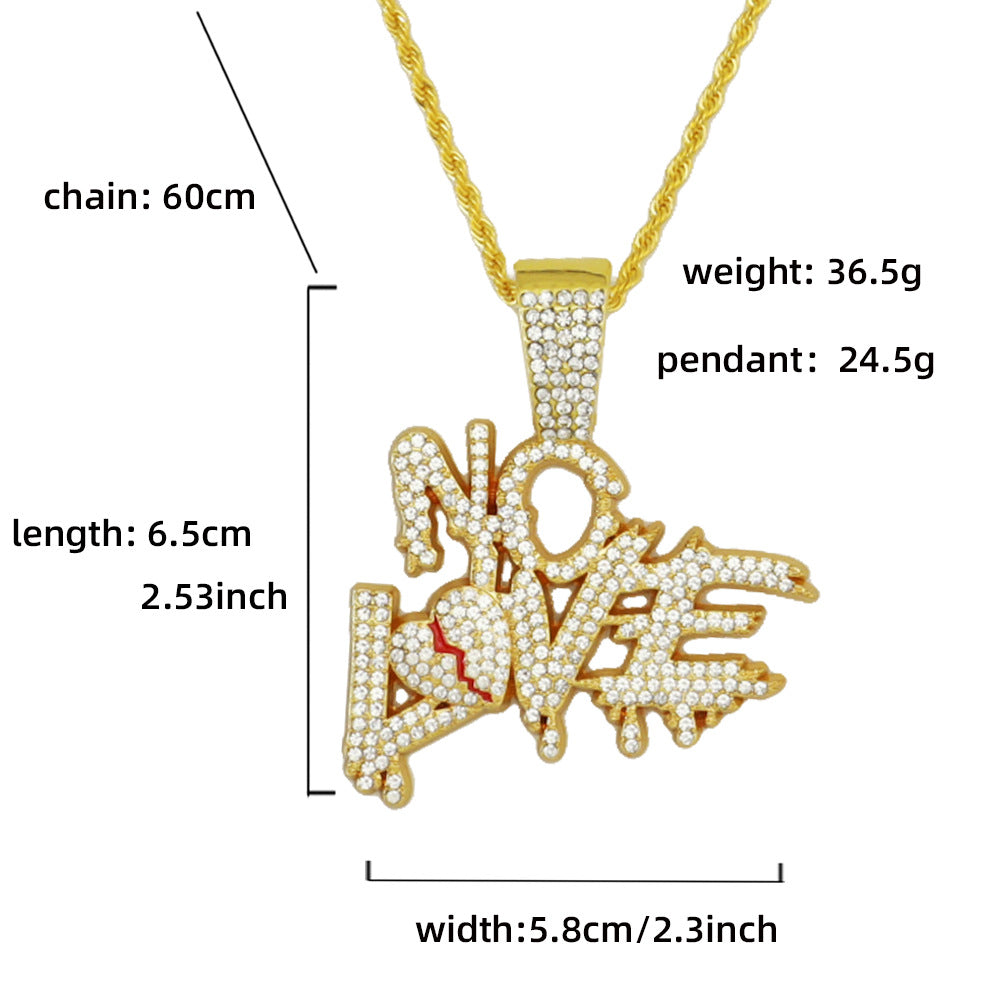 Hip Hop Style Full Diamond Stitching Letter Love