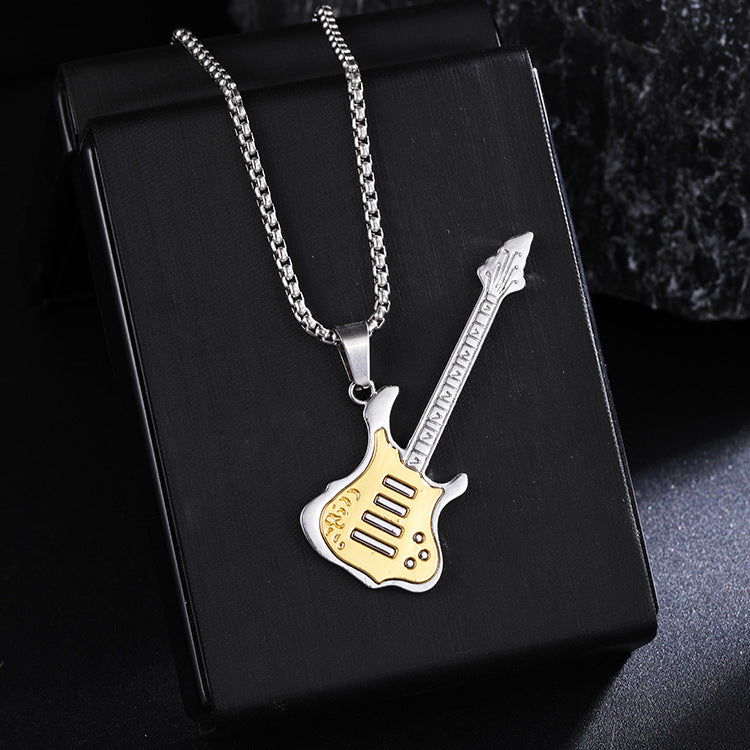 Guitar Pendant Necklace For Men Colorful Oil Drip