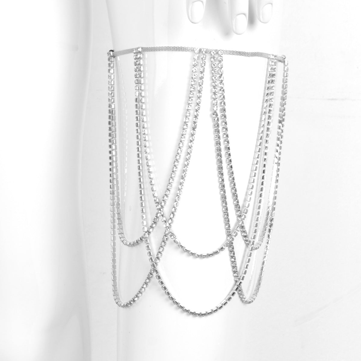 Multi Layered Cross Rhinestone Chain Full Of Crystals