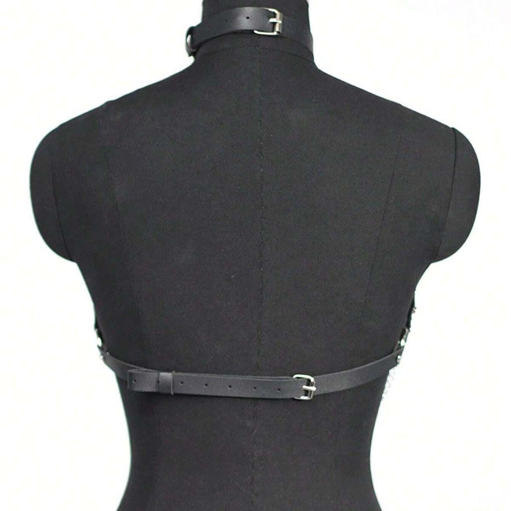 Concave Shape Chest Chain Collar Chain Leather Restraint