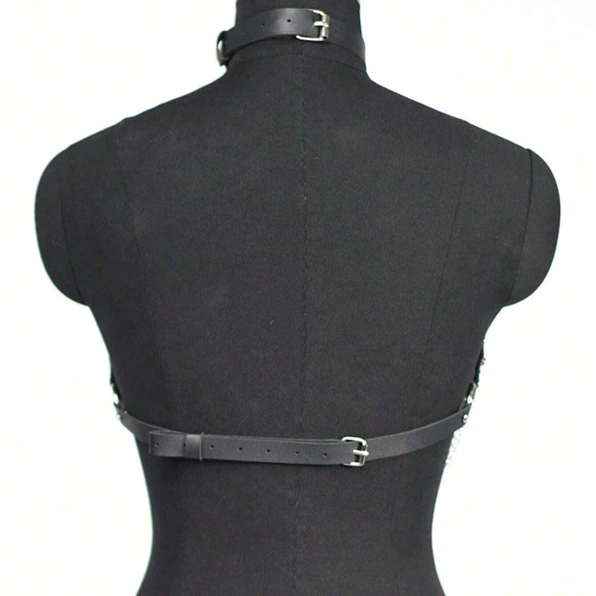 Concave Shape Chest Chain Collar Chain Leather Restraint