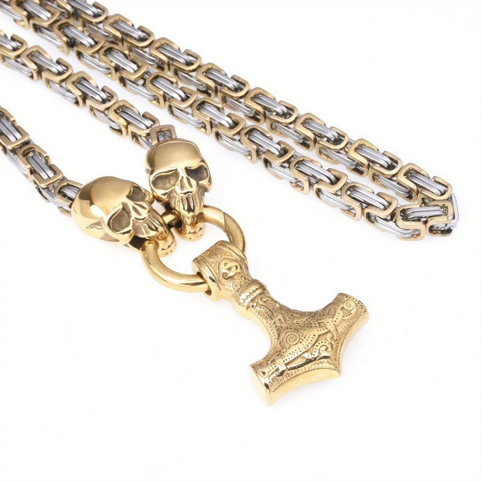 Hot Selling Retro Hammer Skull Necklace Stainless Steel