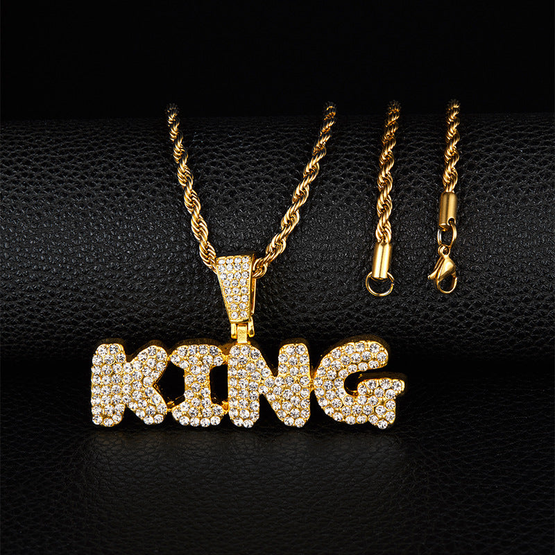Hip Hop Versatile Men'S Diamond Studded Letter King