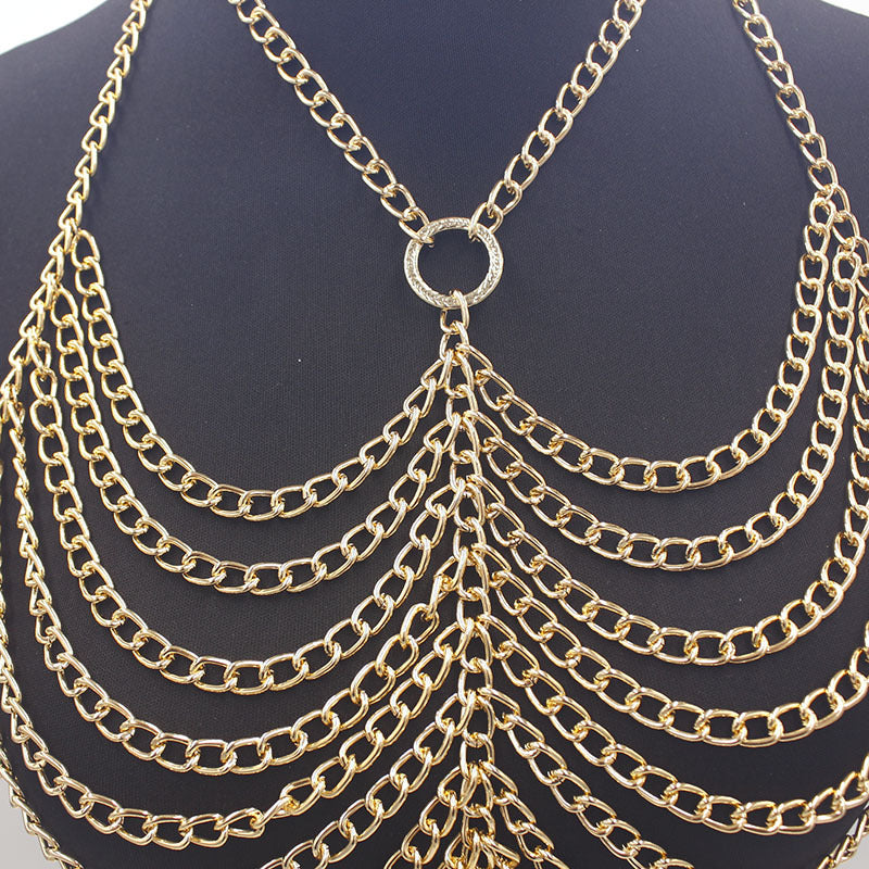 Jewelry Luxury Metal Aluminum Chain Multi Layer Chest