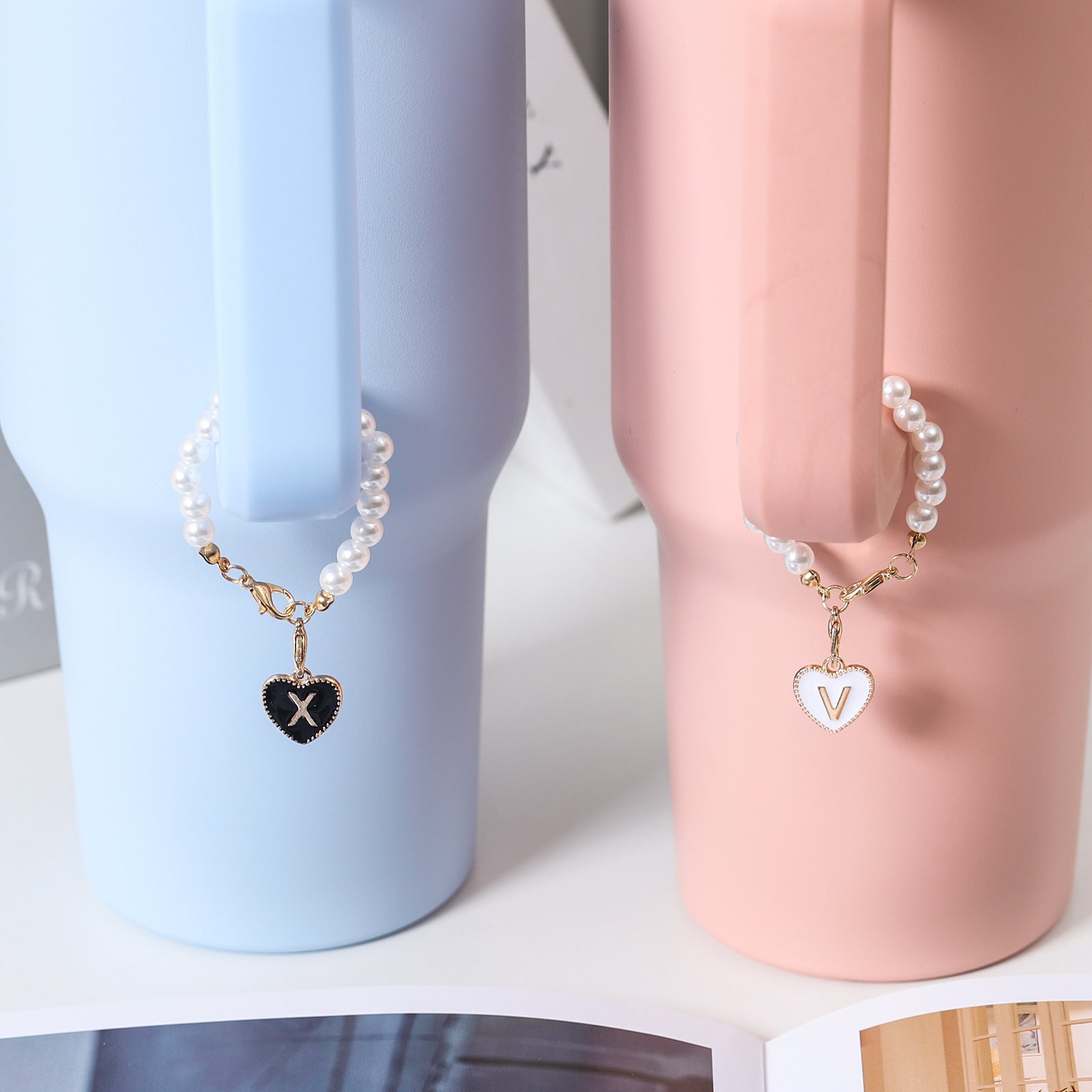 Keychain Cup Pearl Chain Love Chain Strap Lobster