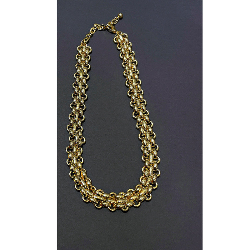 Wide Thick Chain Neutral Hip Hop Style Clavicle