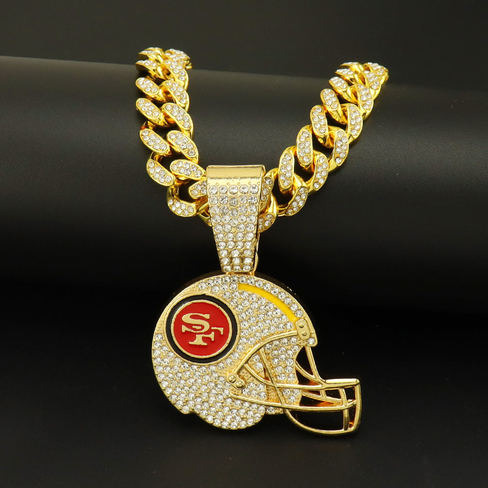 Diamond Encrusted Olive Cap Pendant Cuban Chain Necklace