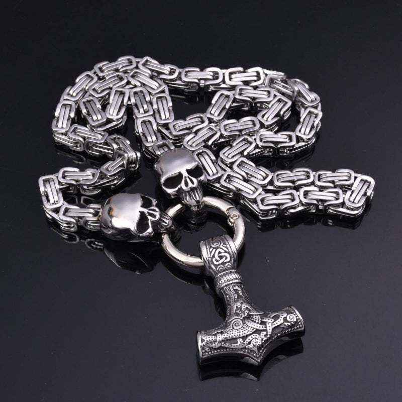 Explosions Retro Hammer Pendant Skull Necklace Stainless Steel