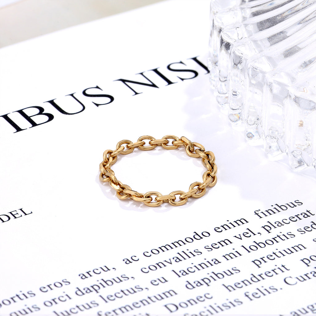 French Advanced Chain Ring Soft Chain 14K Gold
