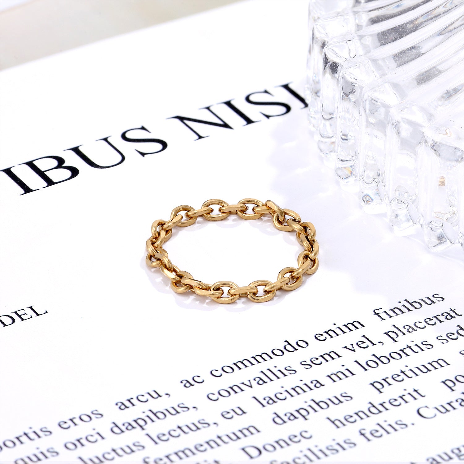 French Advanced Chain Ring Soft Chain 14K Gold