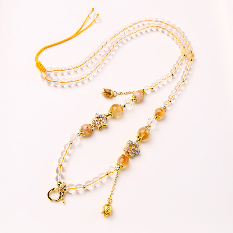 Taiga Thai Buddha Chain Natural Yellow Tower Crystal