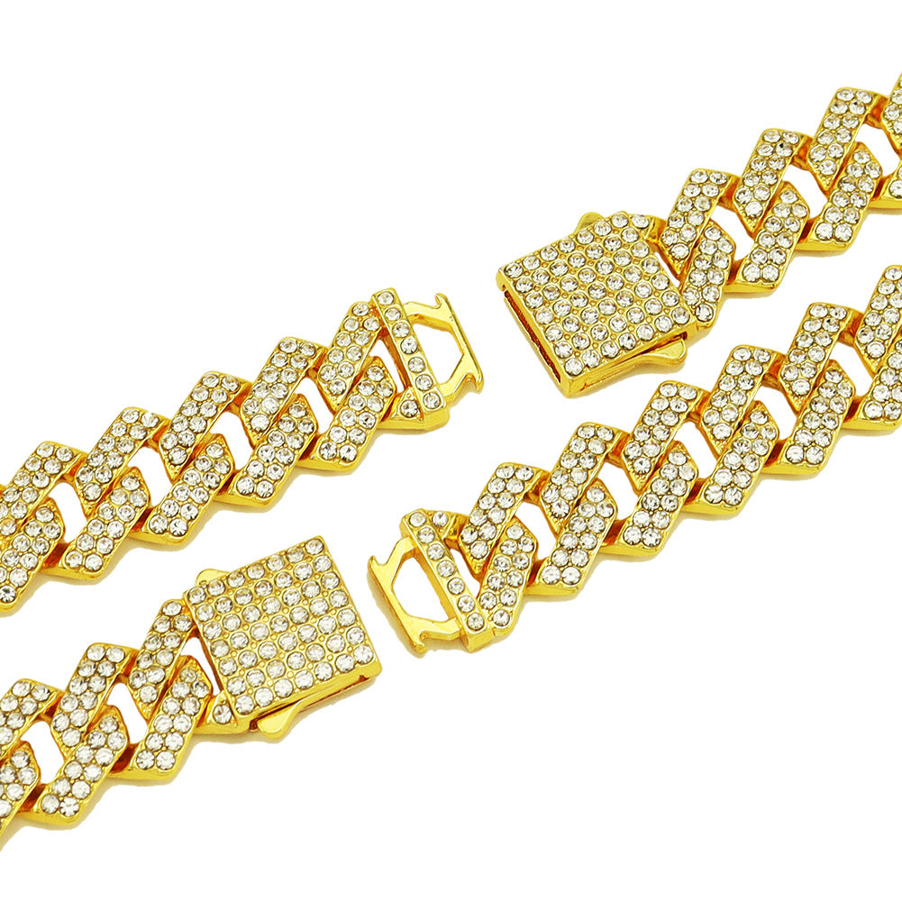 15Mm Diamond Shaped Spring Buckle Cuban Chain Hipster